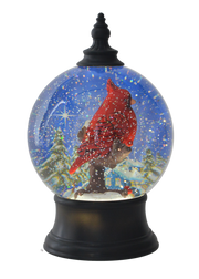 LED Light Up Rotating Shimmer Cardinal Globe