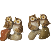 Owl on Mushroom Figurine -