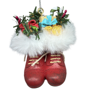 Filled Boots With Joy Ornament  - Red