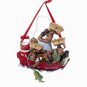 Moose In Fishing Boat Ornament - Family Of 3