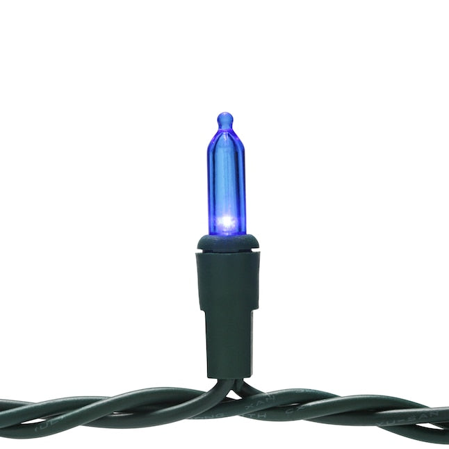 Blue LED String Lights - 100 Light - Green Wire