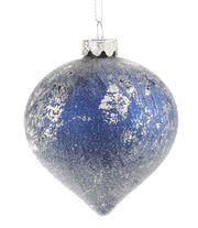 Silver and Blue Iced Glass Ornament -