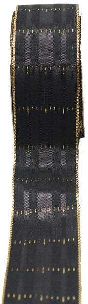 Black Wire Edge Ribbon With Gold Accents