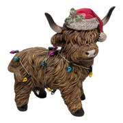 Resin Holiday Highland Cow