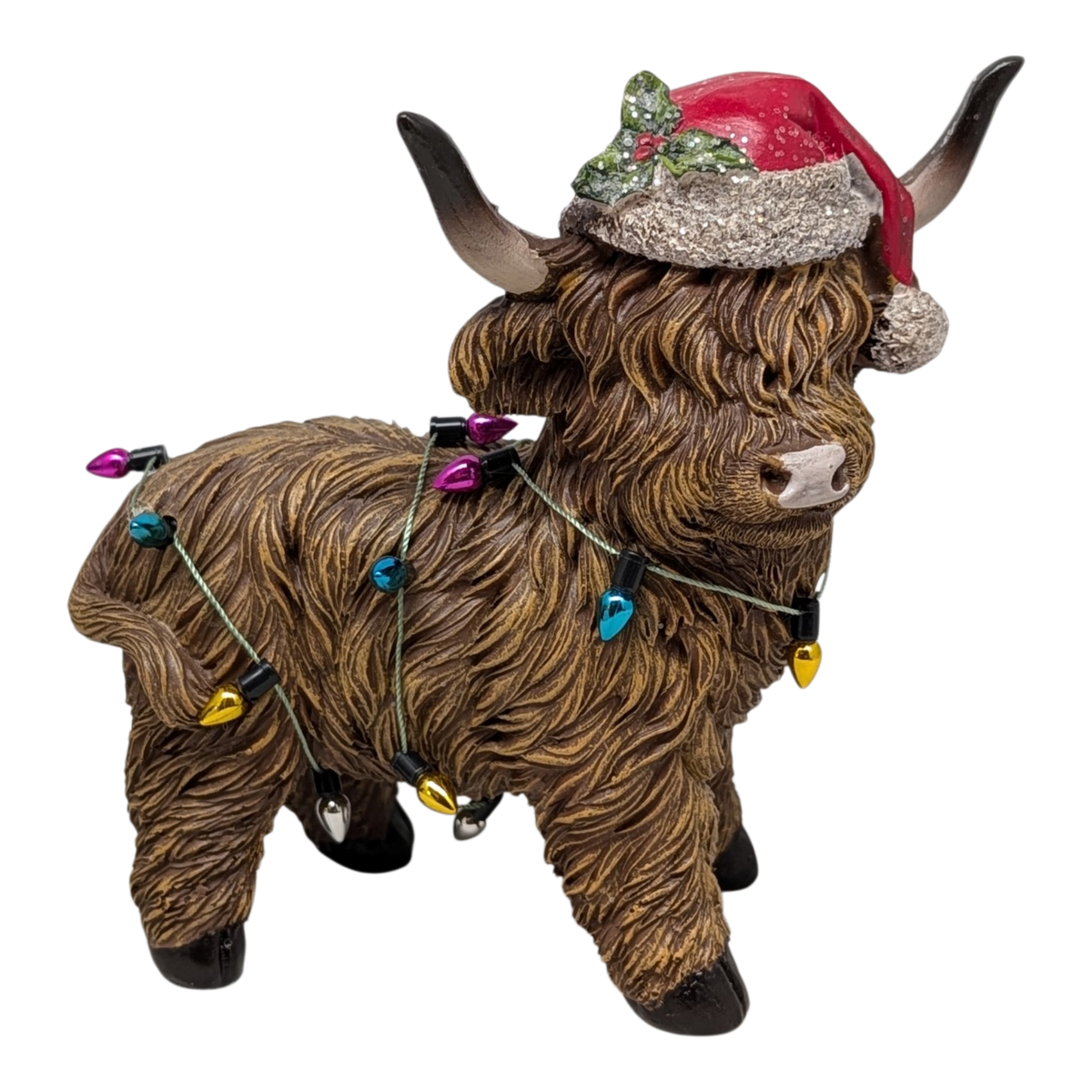 Resin Holiday Highland Cow