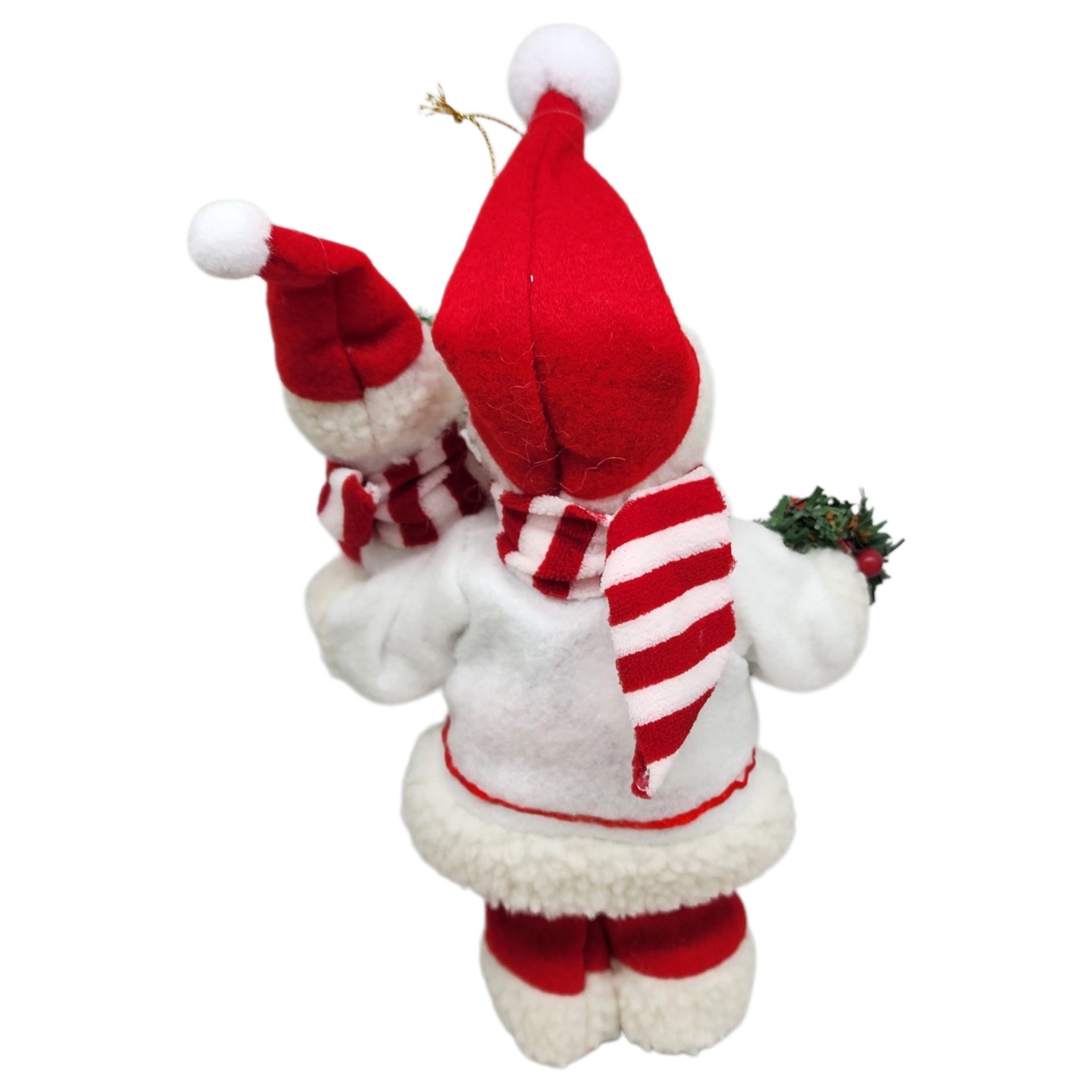 Festive Santa with Snowman Figurine Ornament - 9 inches