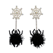 Black Spiders with Pom Poms - Earrings