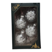 Krebs Value Glass Ornament 4 pack - Frosted Poinsettia