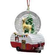 Camper Snowglobe Ornament - Reindeer