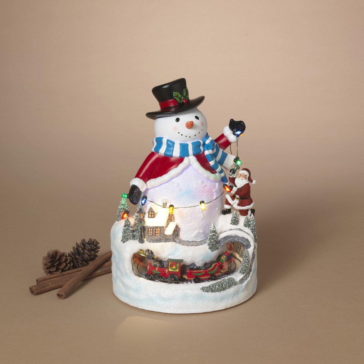 Lighted Musical Holiday Snowman with Moving Train