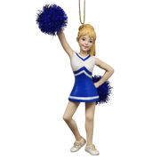 Pom-Pom Cheerleader Ornament - Blue - 5.5 Inches