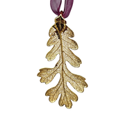 Gold Oak Leaf with Sheer Ribbon Ornament