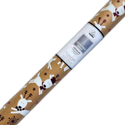 Kraft Foil Roll Wrap - 30" x 96" - Whimsical Reindeer