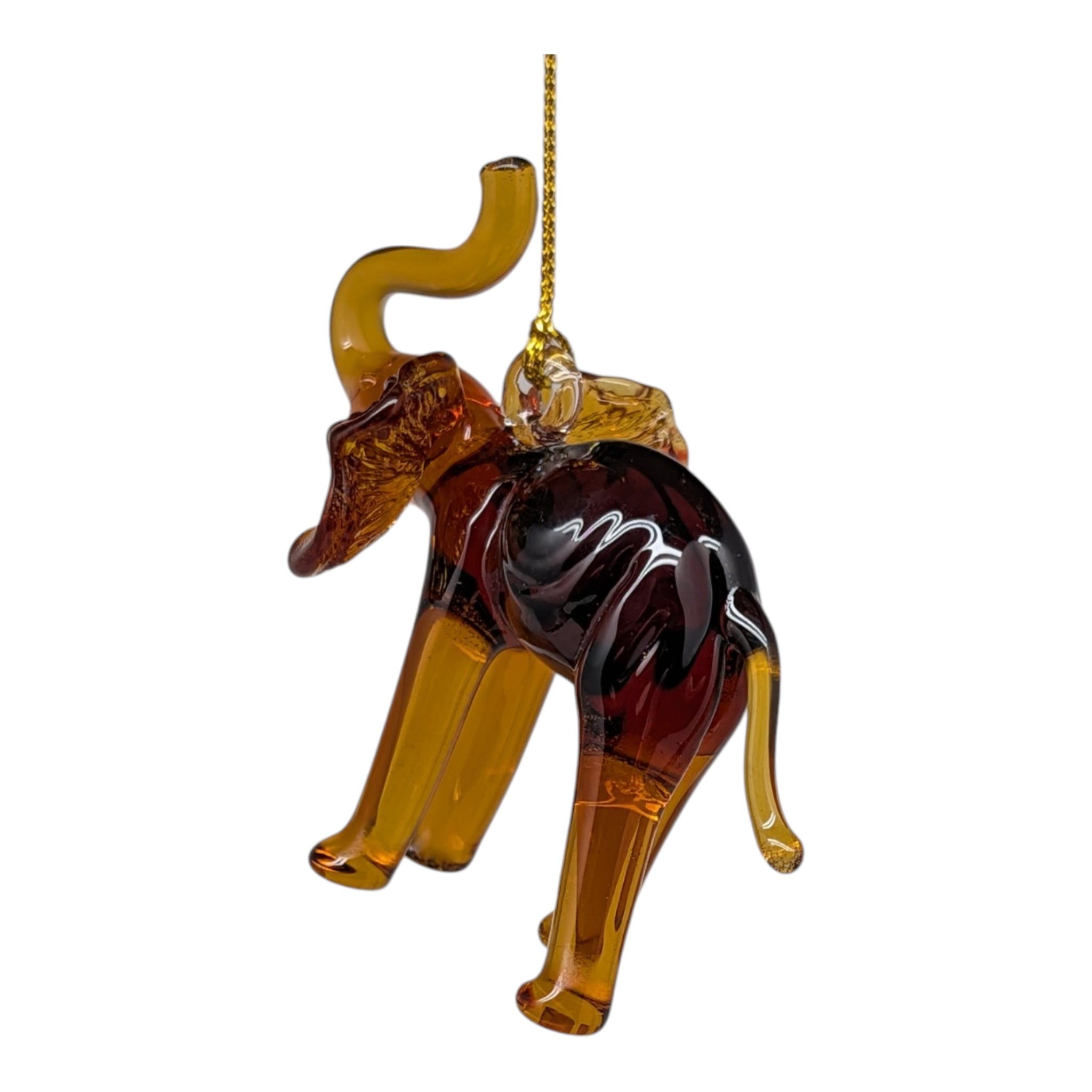 The Egyptian Glass Amber Elephant Ornament