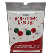 Honeycomb Ball Party Garland- Red Green and White