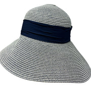 Mix Grain Straw Satin Ribbon Dome Derby Sun Hat - Blue