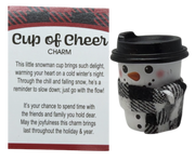 Cup Of  Cheer Snowman Charm - Black and White Scarf
