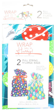 Extra Large Pull String Gift Bags - Baloons