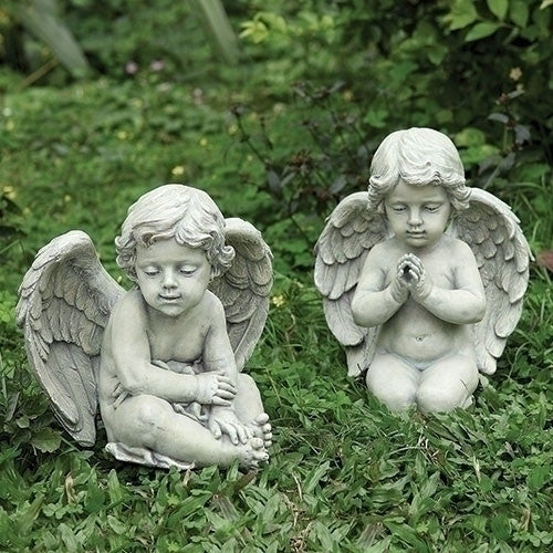 Sitting Cherub - 9.5 inch Garden Statue -