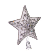 White and Silver Star Treetop - 13 Inch