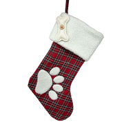 Plush Plaid Pet Stocking  Red Tartan