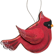 Scarlett's Cardinal Flight: Hand-Painted Plywood Ornament