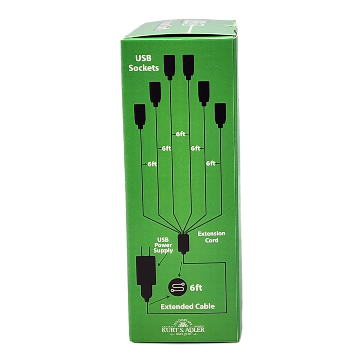 6 Port USB Extension Cord with 2 Amp Power Plug - Black
