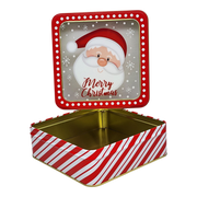 Square Cookie Tin with Window - Merry Christmas Santa Face