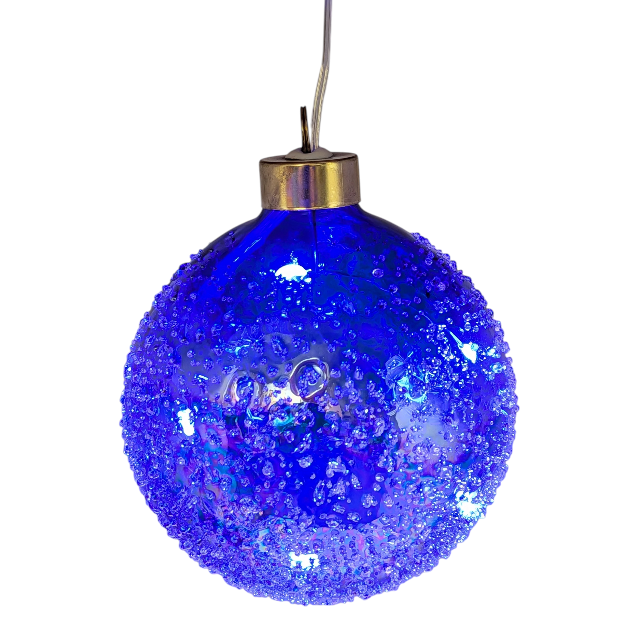 100MM USB Lighted Glass Ball Ornament - Blue