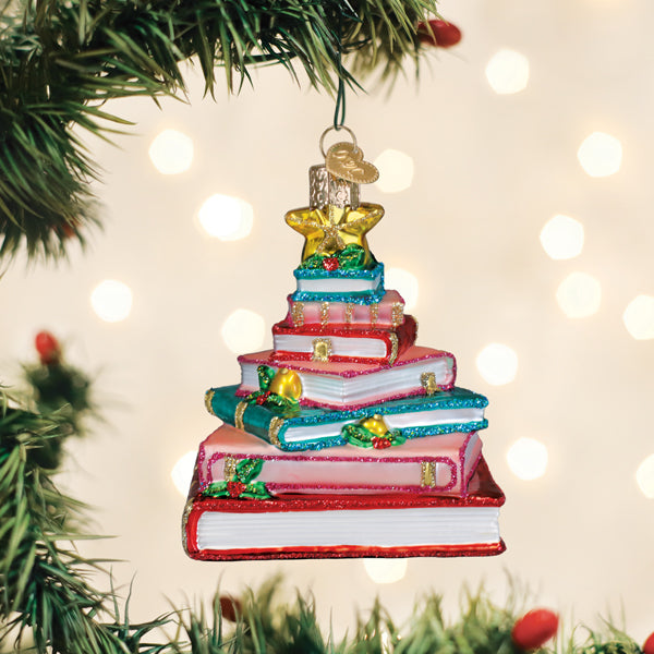 Book Club Tree Glass Ornament