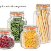 Food Storage - Set of 4 Glass Canisters with Clamp Lids & Silicone Gaskets by Homeportonline