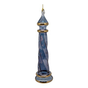 Sapphire Blue Lighthouse with Gold Bands and Crystal Accents