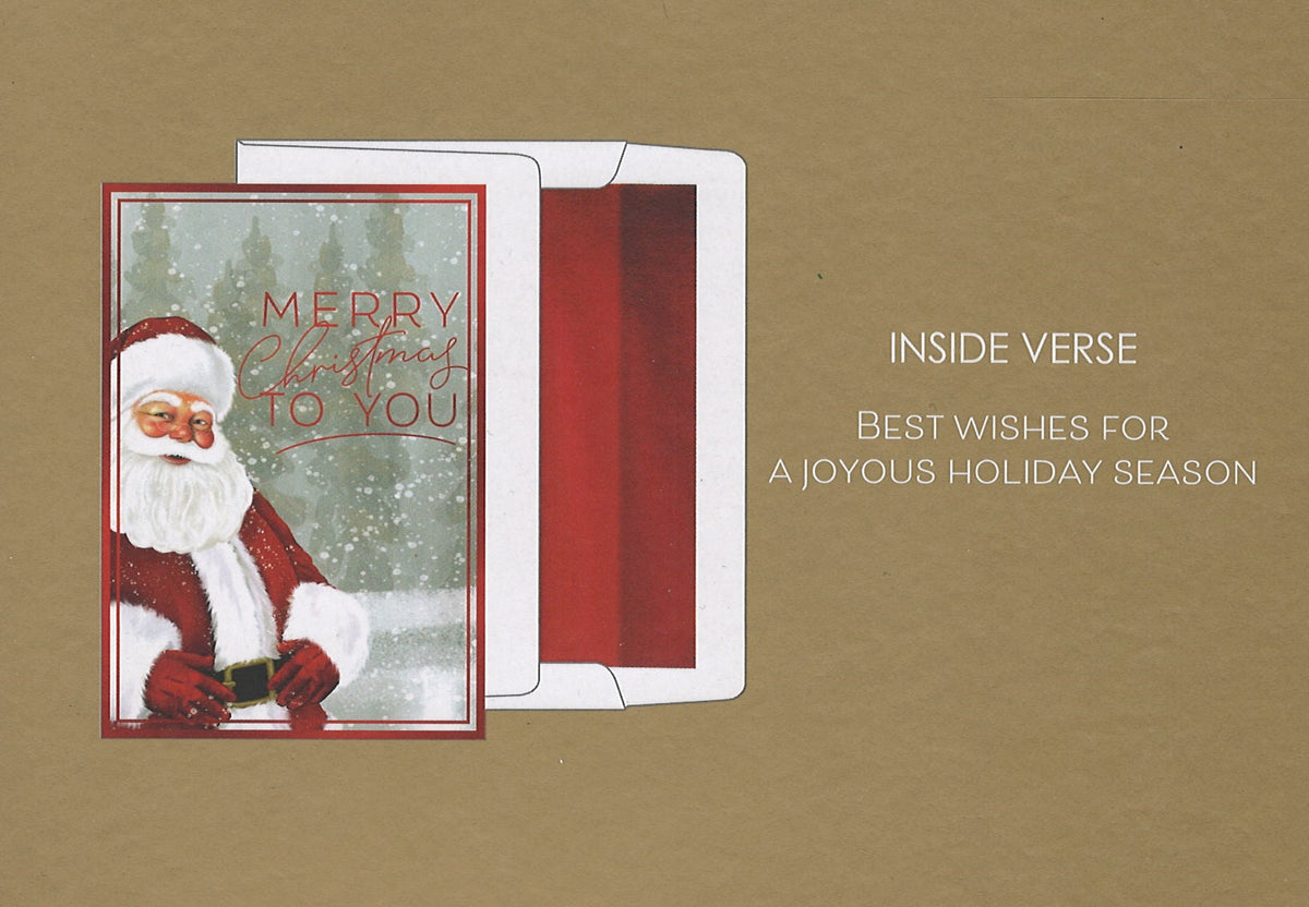 Foil Accented Embossed Cards (Santa with Snowy Forest)