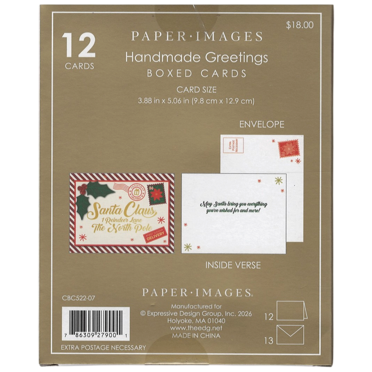 Handmade Greetings Boxed Cards - Santa Claus Letter