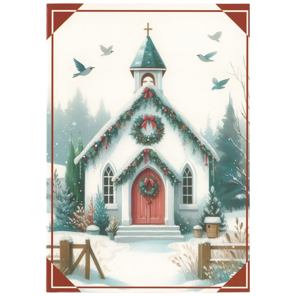 Religious Favorites Christmas Card Set - Snowy Chapel
